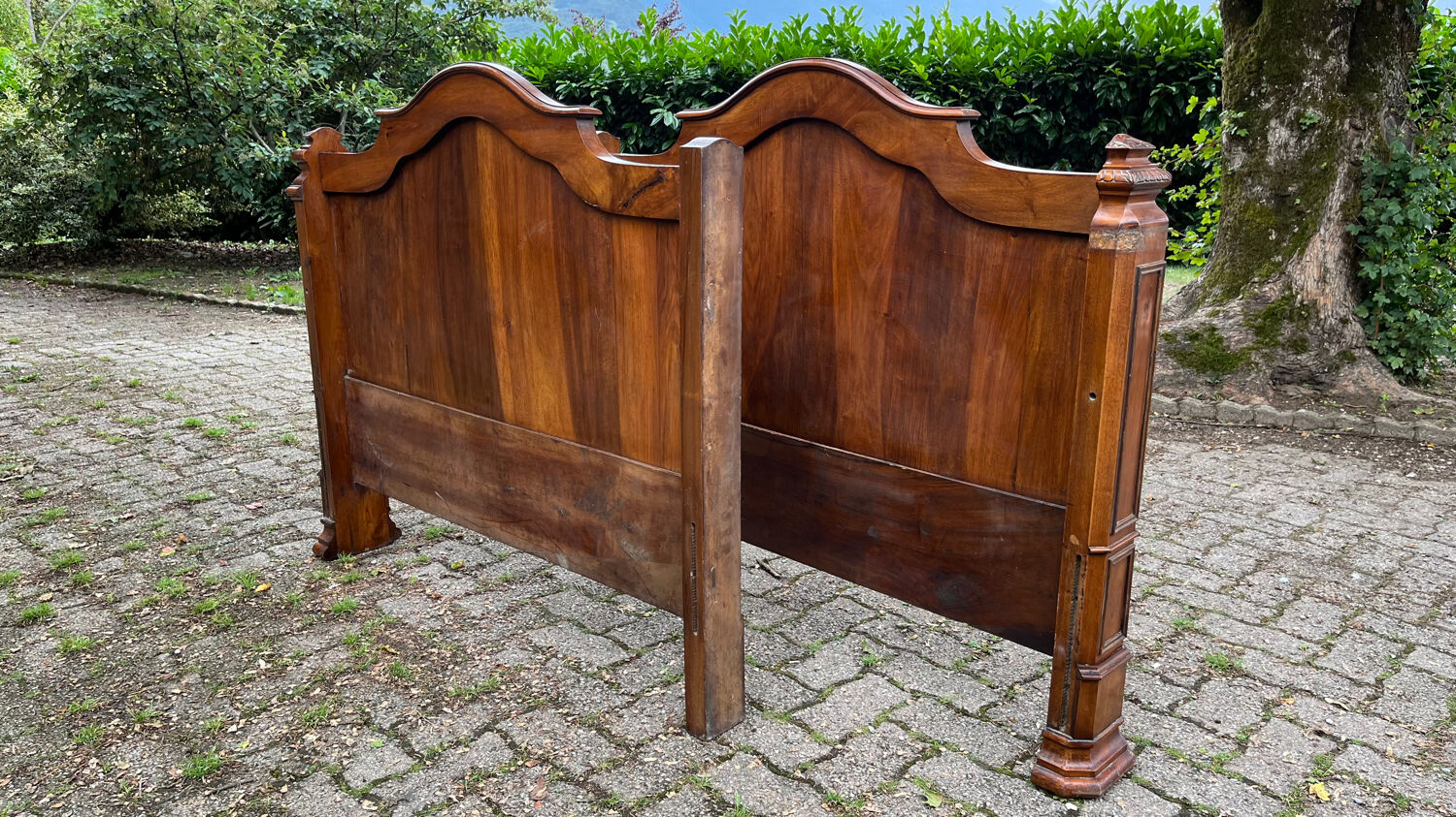 Antique solid walnut boat headboards