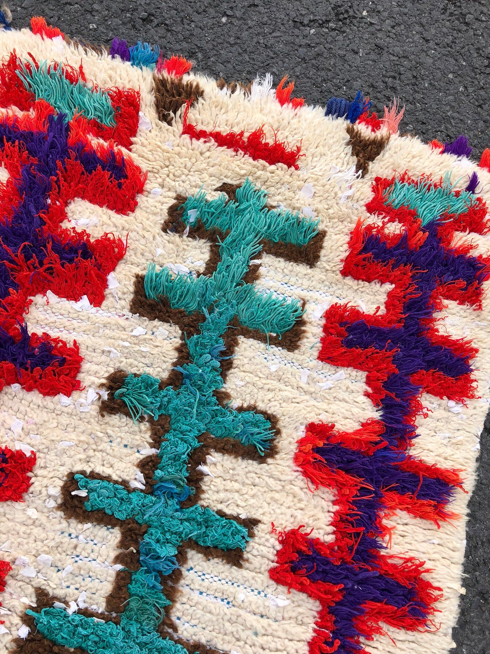 Azilal vintage wool and handmade cotton rug 70x180 cm