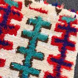 Azilal vintage wool and handmade cotton rug 70x180 cm