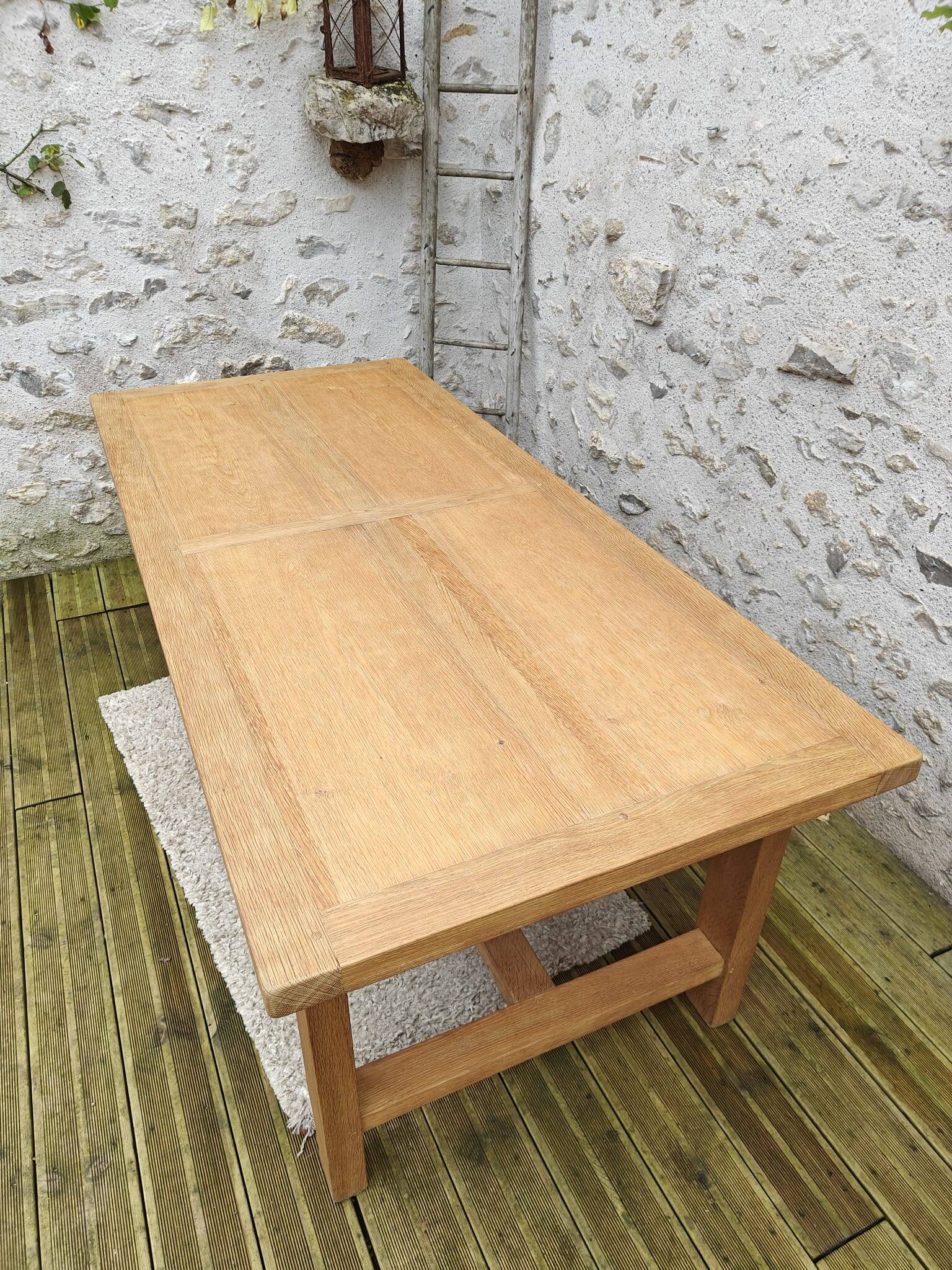 Oak farmhouse table stamped R Trotel