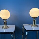 Set of 2 Vintage Golden Opal Glass Desk Lamp