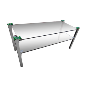 Table basse aluminium et verre