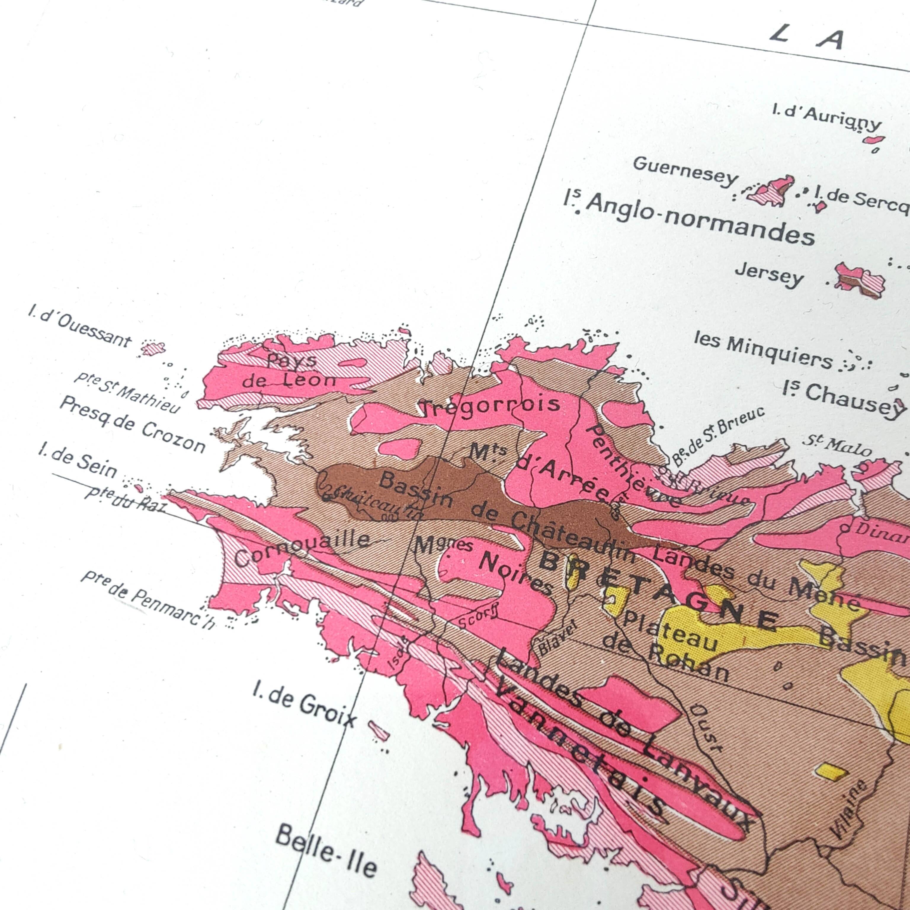 Old map of France from 1950 43x43cm