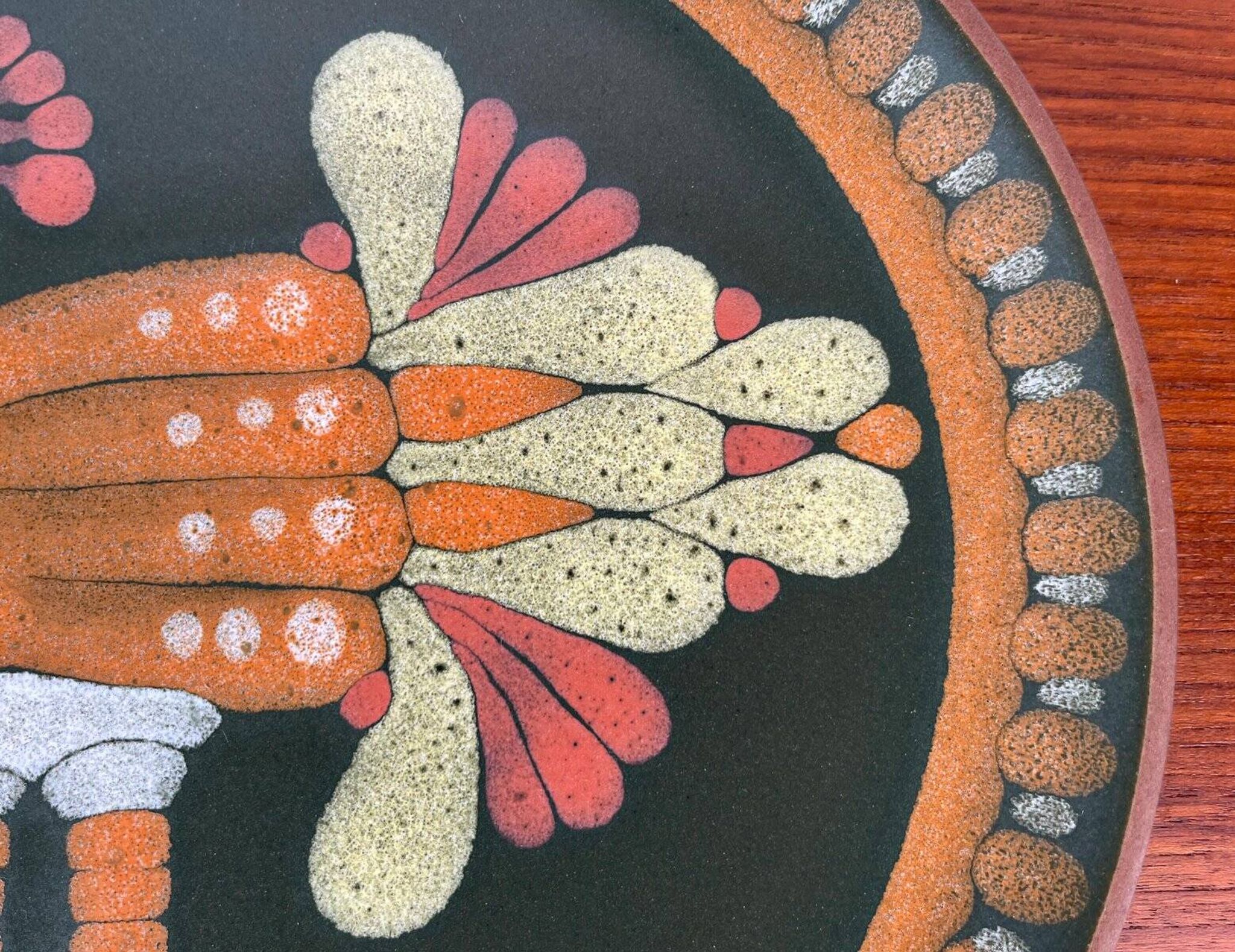 Vintage German ceramic wall plate with bird motif from Keramik Manufaktur Kupfermühle, 1970s.