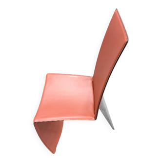 Red leather armchair in modern Italian style, signed Philippe Starck, 1980s.
