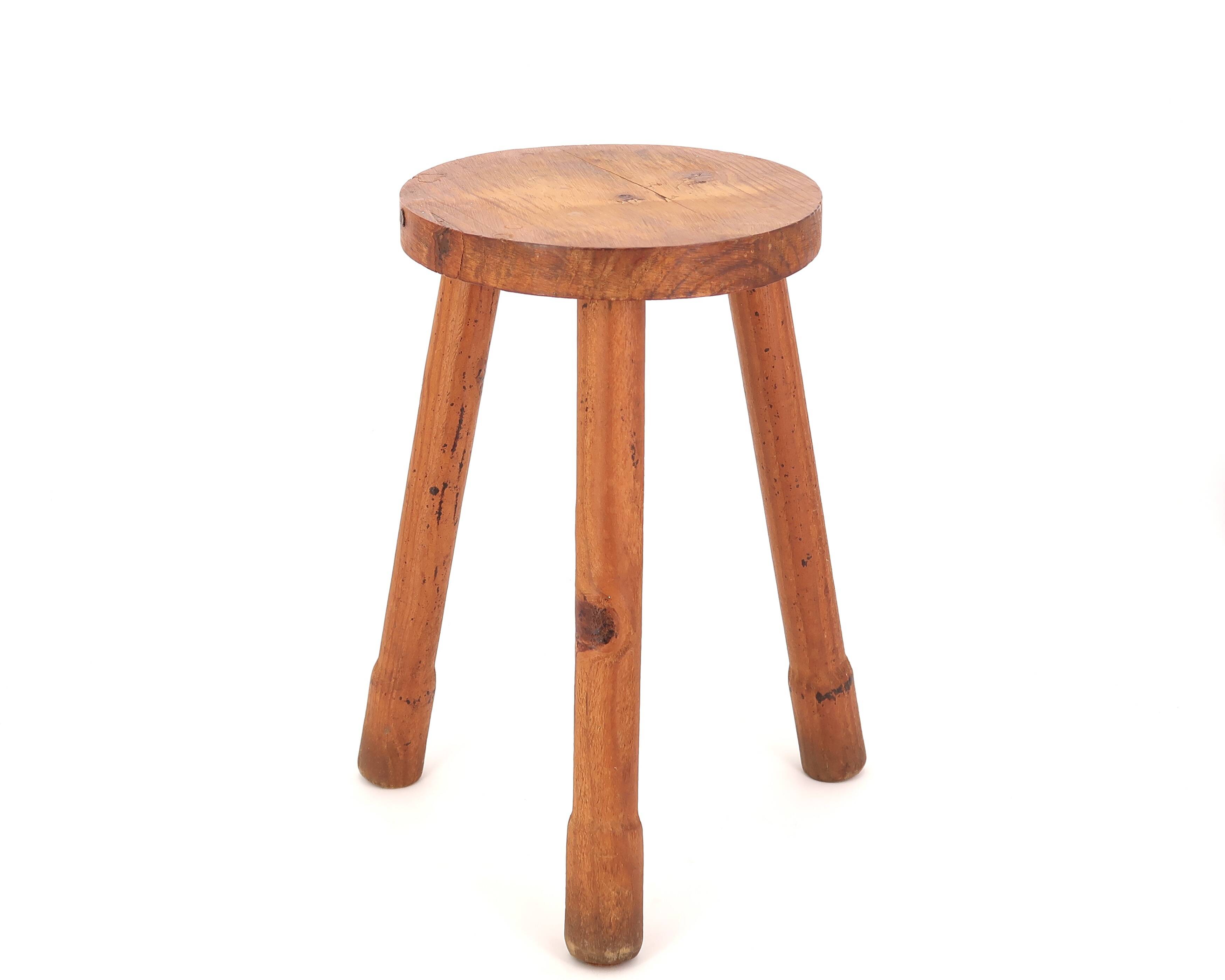 Wooden tripod stool, 1950s mountain furniture