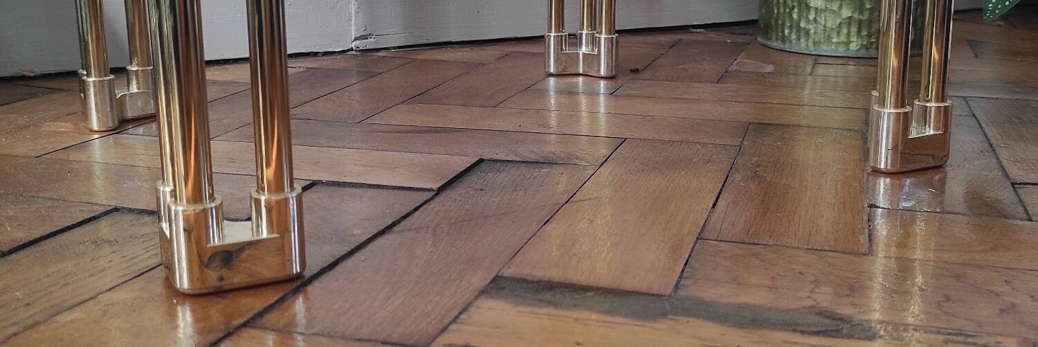 Vintage 1970s side table / Smoked glass accent table