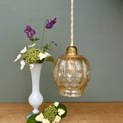 Vintage amber glass tulip pendant light
