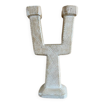 Vintage carved plaster candle holder