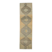 Tapis de couloir Oushak turc fait main beige, années 1970