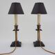 Pair antique candlestick table lamps Aesthetic Movement iron brass 1890s UK