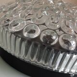 Structured glass round ceiling lamp vintage 60s-70s
