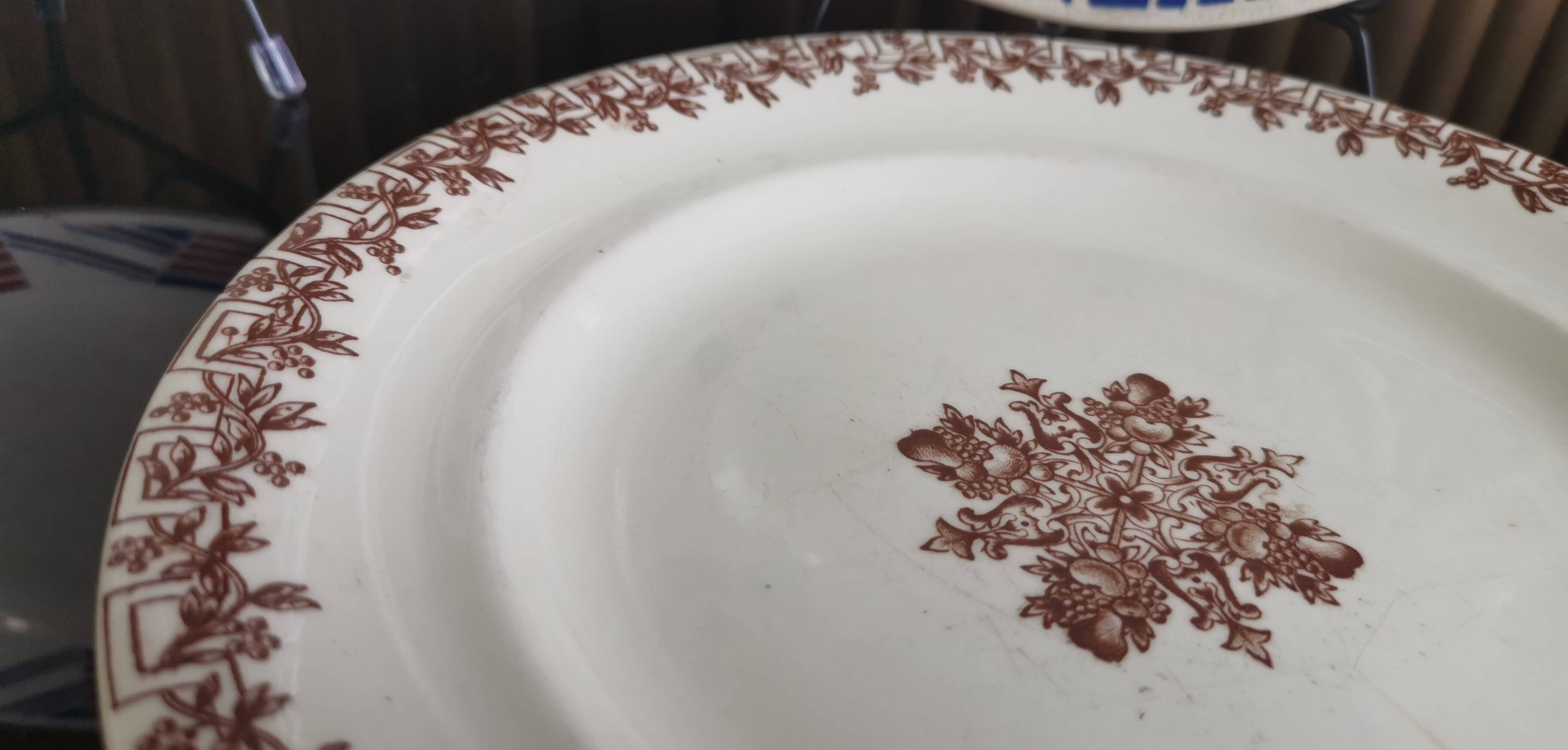 4 old mismatched plates Gien, St Amand, K&G Lunéville