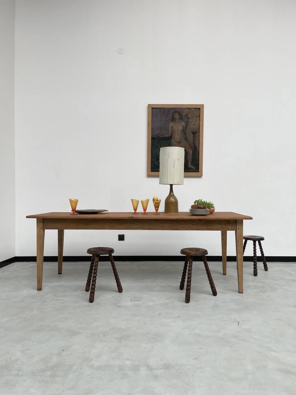 Pine and oak farmhouse table 220 cm