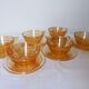 6 gondolo cups and coasters in iridescent pearly glass