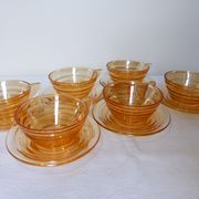 6 tasses et sous-tasses gondolo en verre nacré irisé