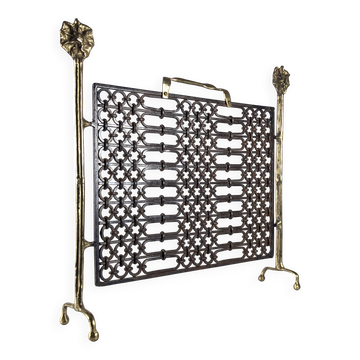 Bronze and wrought iron fireplace screen by David Marshall, 1970s