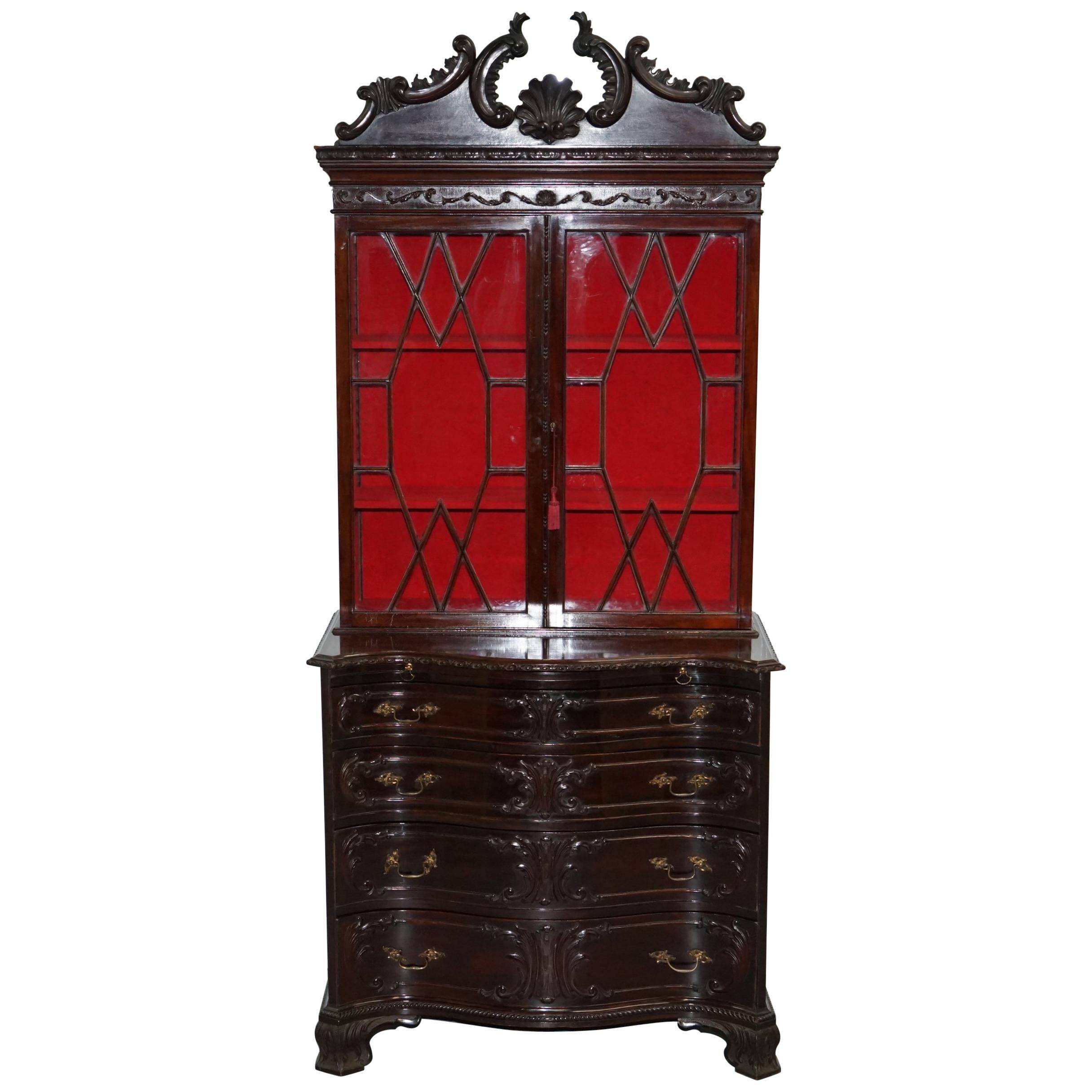 George III Library Thomas Chippendale in Hardwood on Serpentine Chest of Drawers