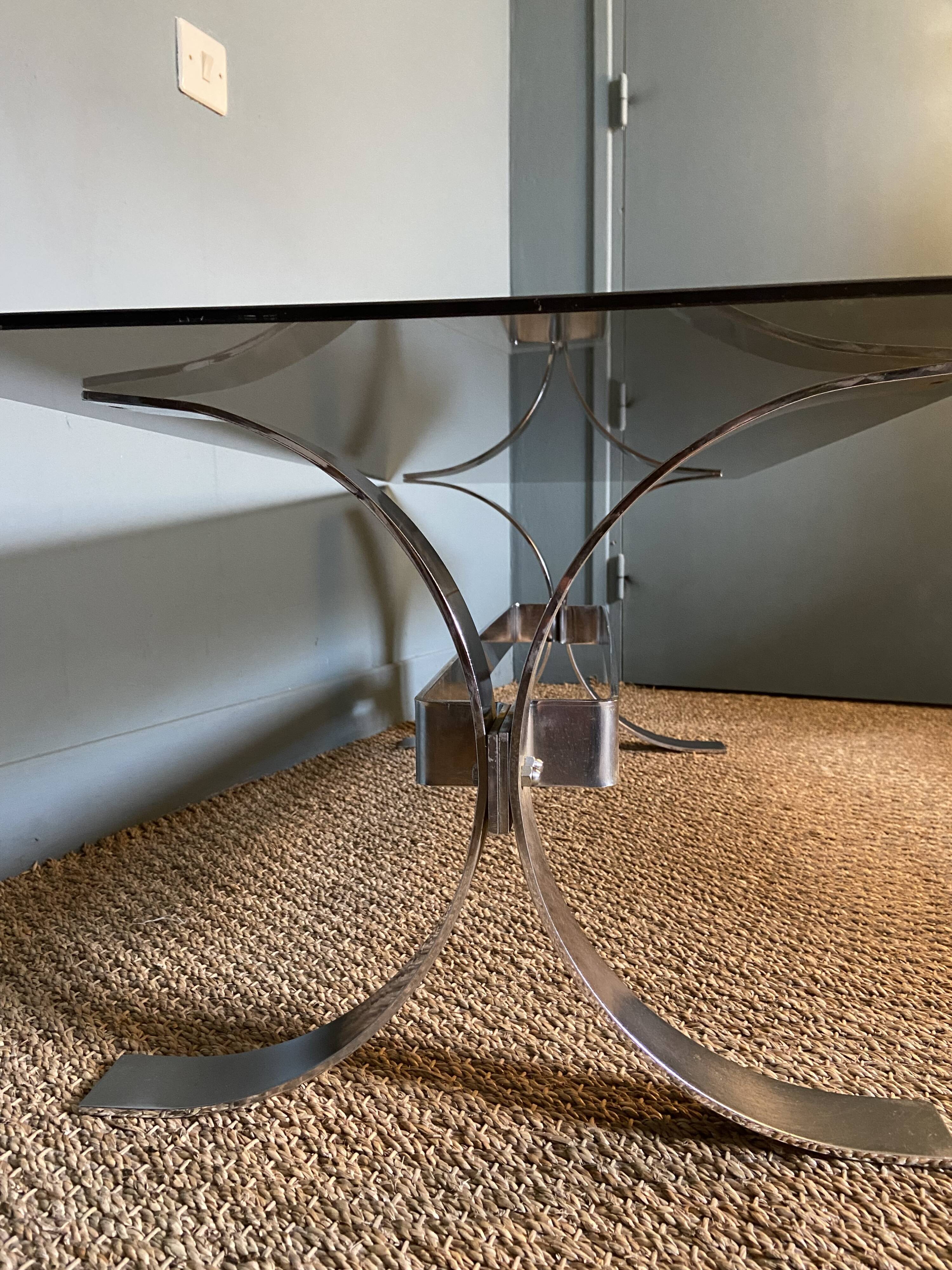 Chrome and smoked glass coffee table from the 70s