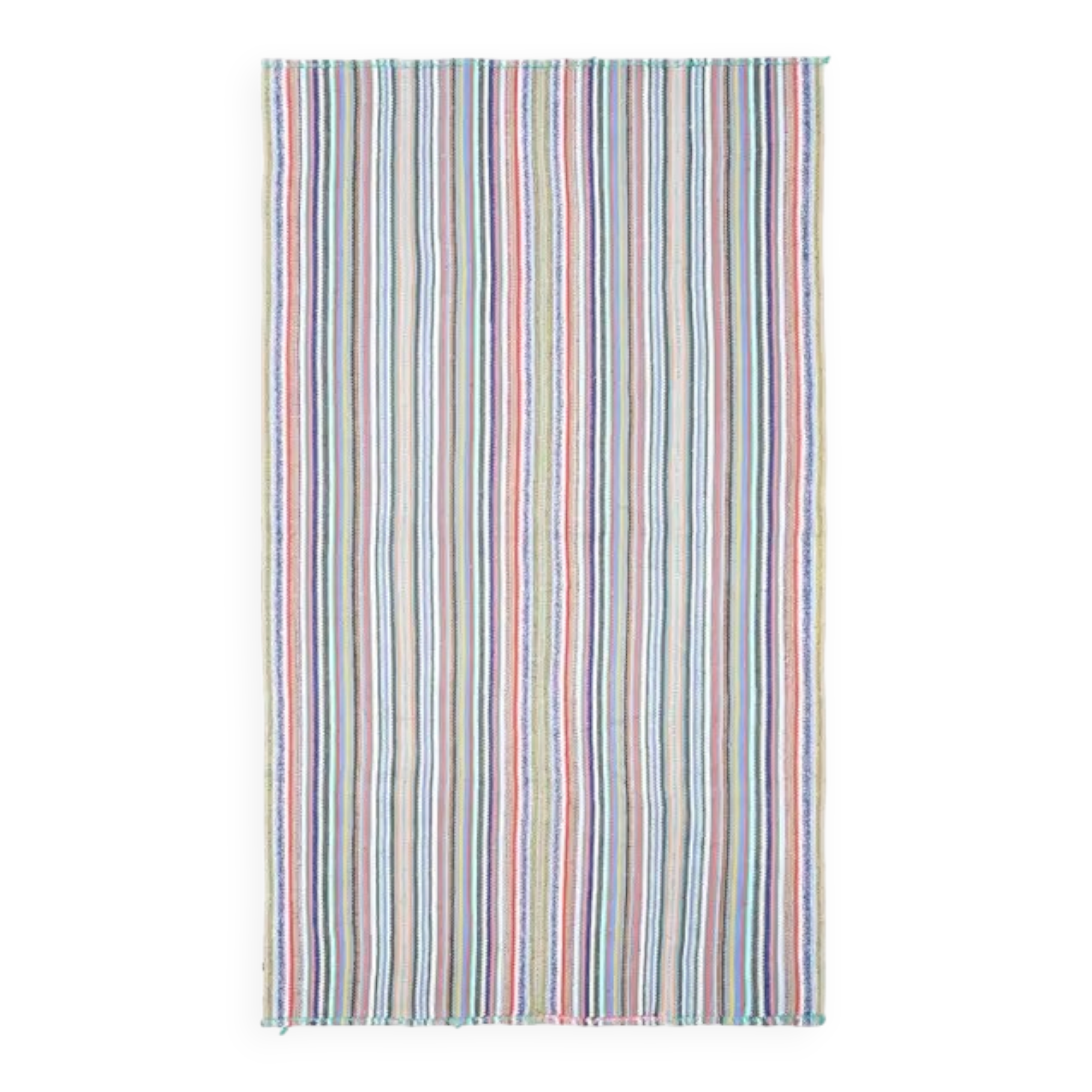 1970s Vintage Turkish Oushak Handmade Wool Cotton Blue Runner Rug 164x294