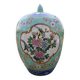 Pot couvert, vase chinois à motifs de fleurs et oiseaux en céramique cloisonnée