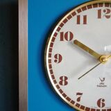Vintage formica clock silent rectangular wall clock "blue jaz"