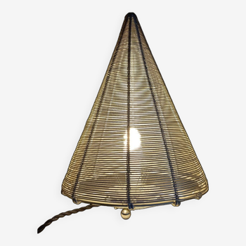 Conical stainless steel wire table lamp, vintage 80's