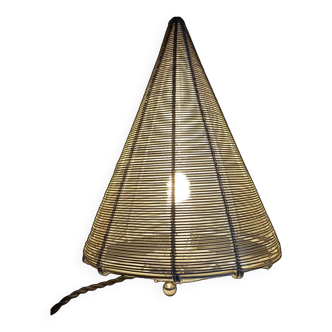 Conical stainless steel wire table lamp, vintage 80's