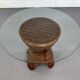 Round Woven Rattan and Beveled Glass Dining Table, 1970s