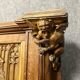 Monumental Gothic style bench in solid oak and patinated plaster circa 1800 / length 282 cm
