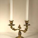 Two-branched candlestick in gilded bronze