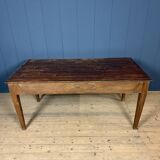 Old decorated wooden kitchen table