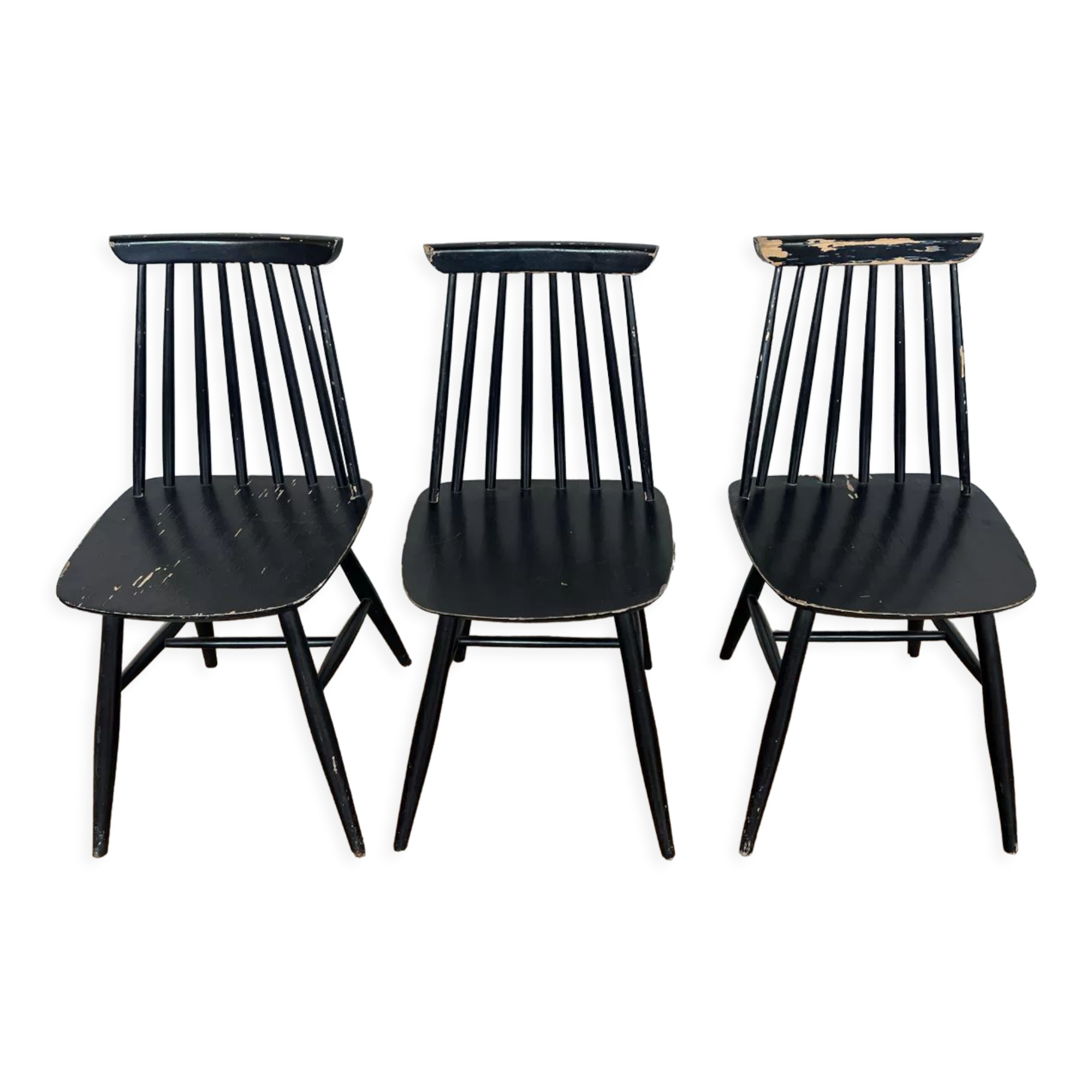 Série de 3 chaises 1950 1960