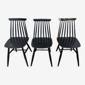 Série de 3 chaises 1950 1960