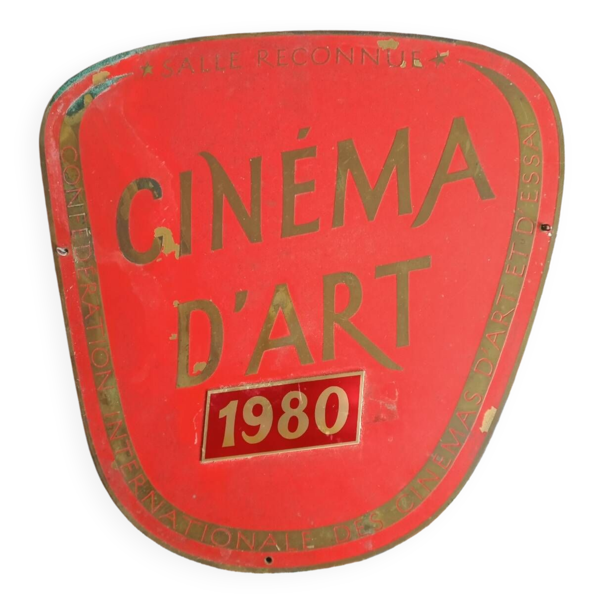 Brass art cinema plaque