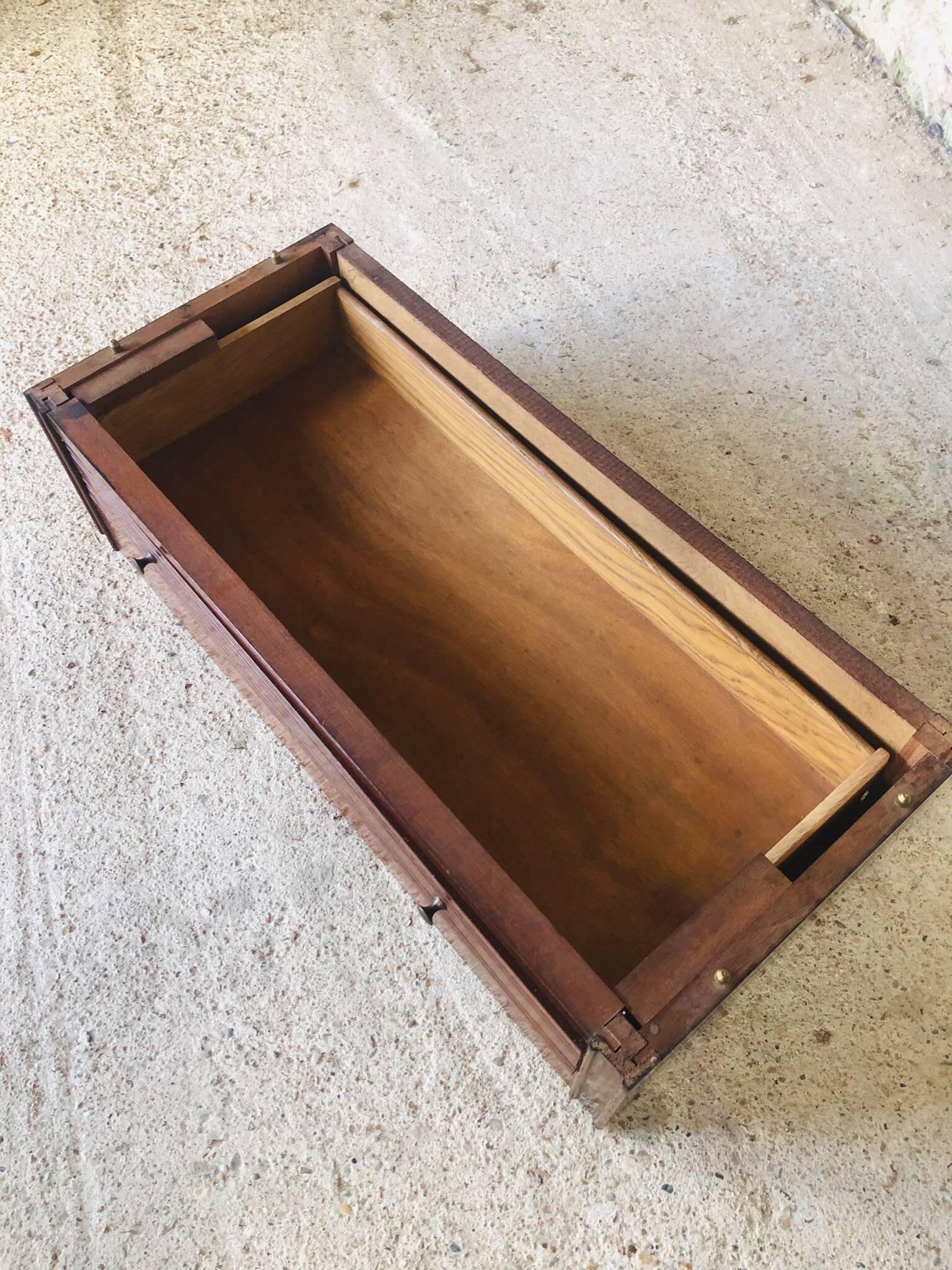 Vintage mahogany avocado bookcase with overhead glass doors circa 40's/50's