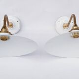 White opaline swan neck wall lights