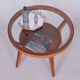 Table basse du milieu du siècle en chêne et verre, tchèque, années 1950.