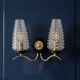 Double applique Mid Century Modern attributed to Maison Arlus, brass and glass.