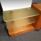 Art Deco dressing table in light wood and glass slabs