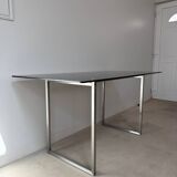 70s metal and smoked glass desk
