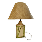 Bamboo-effect ceramic table lamp with shades, 1970s