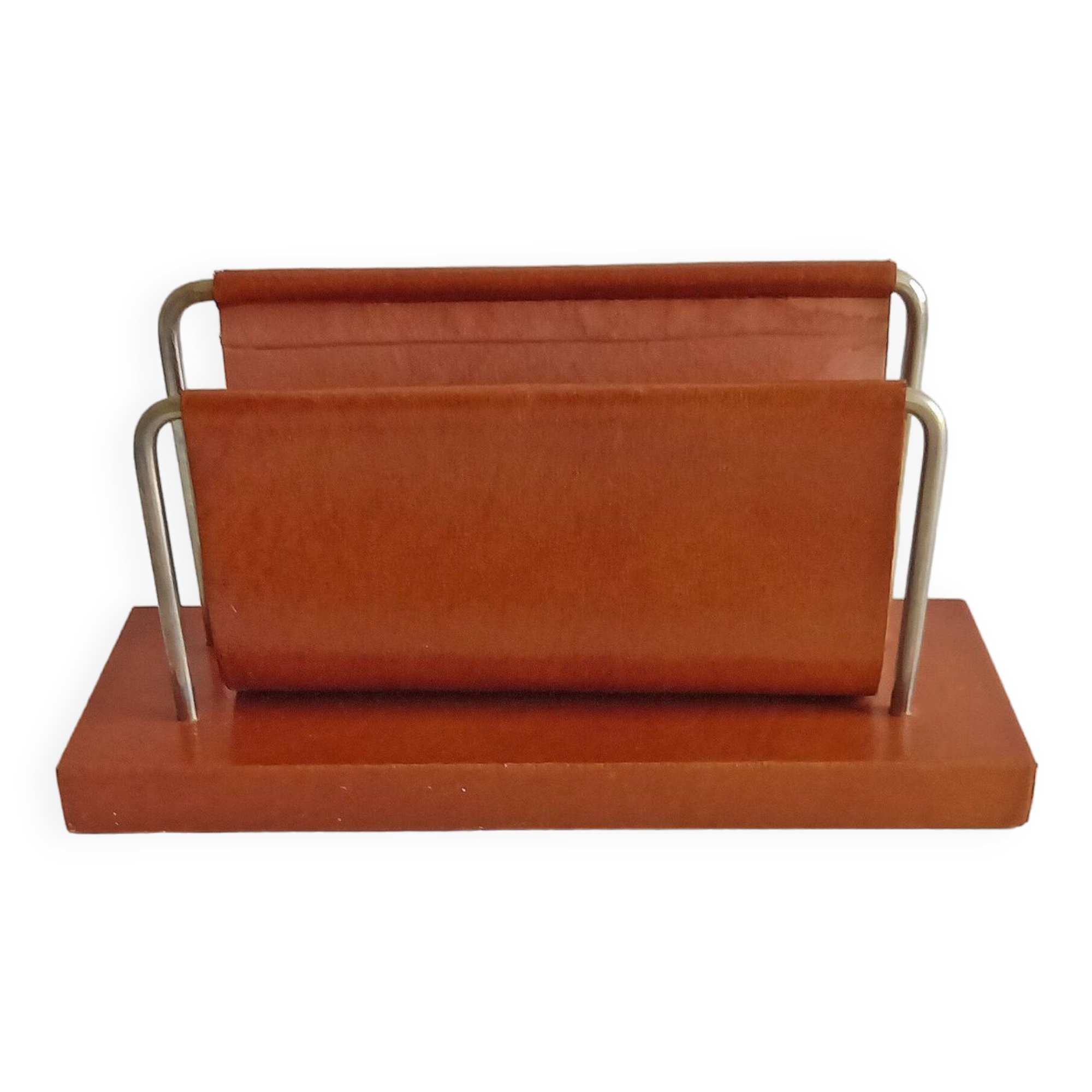 Old Mail holder / Office letter holder All leather Vintage 1960s