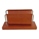 Old Mail holder / Office letter holder All leather Vintage 1960s