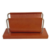 Old Mail holder / Office letter holder All leather Vintage 1960s