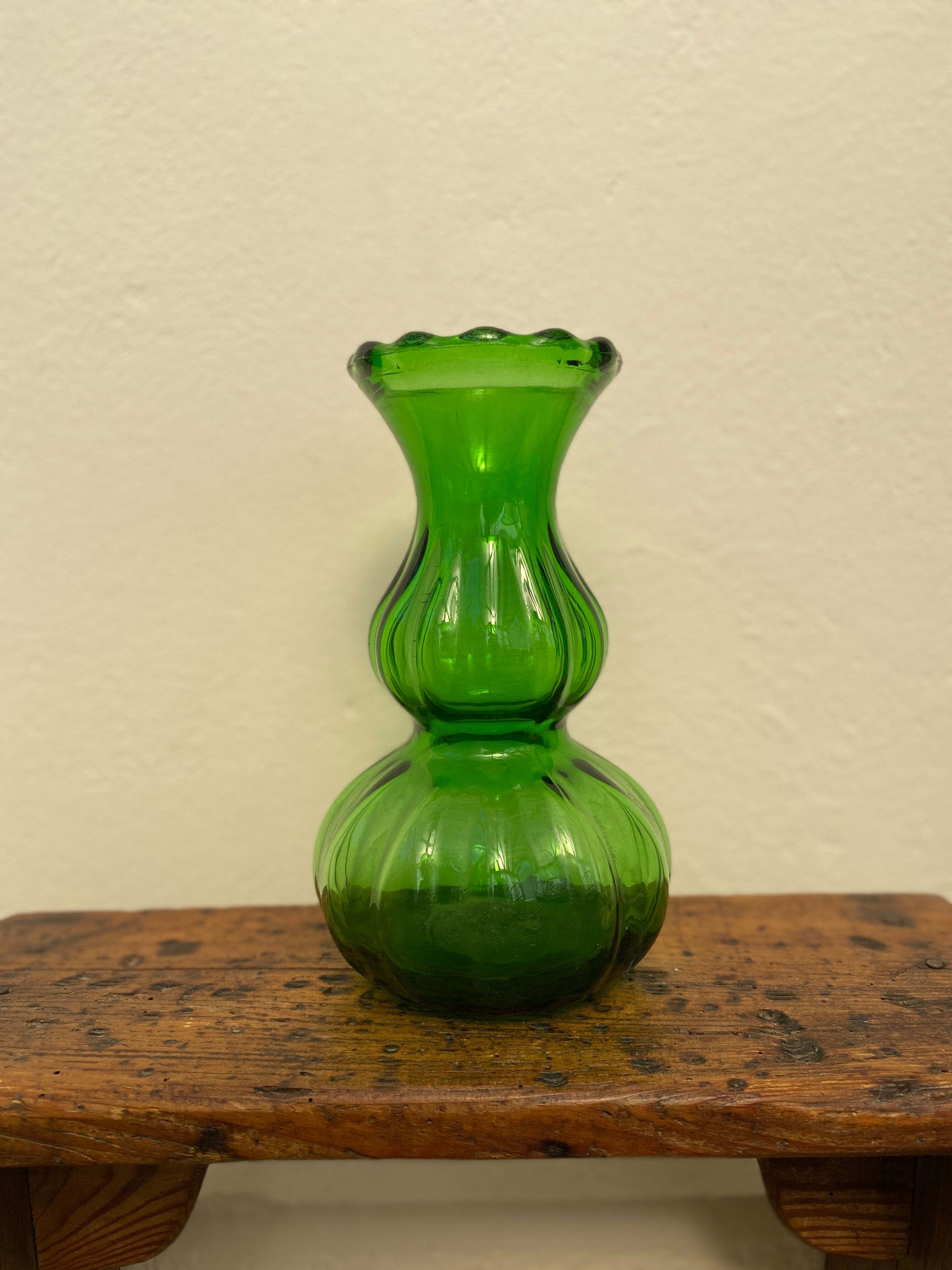 Green glass vase