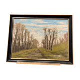 Oil on canvas representing a path in the forest