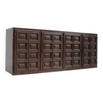 Vintage Spanish Brutalist Sideboard Credenza