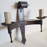 Duo of wrought iron wall lamps by Jean Touret Atelier Marolles
