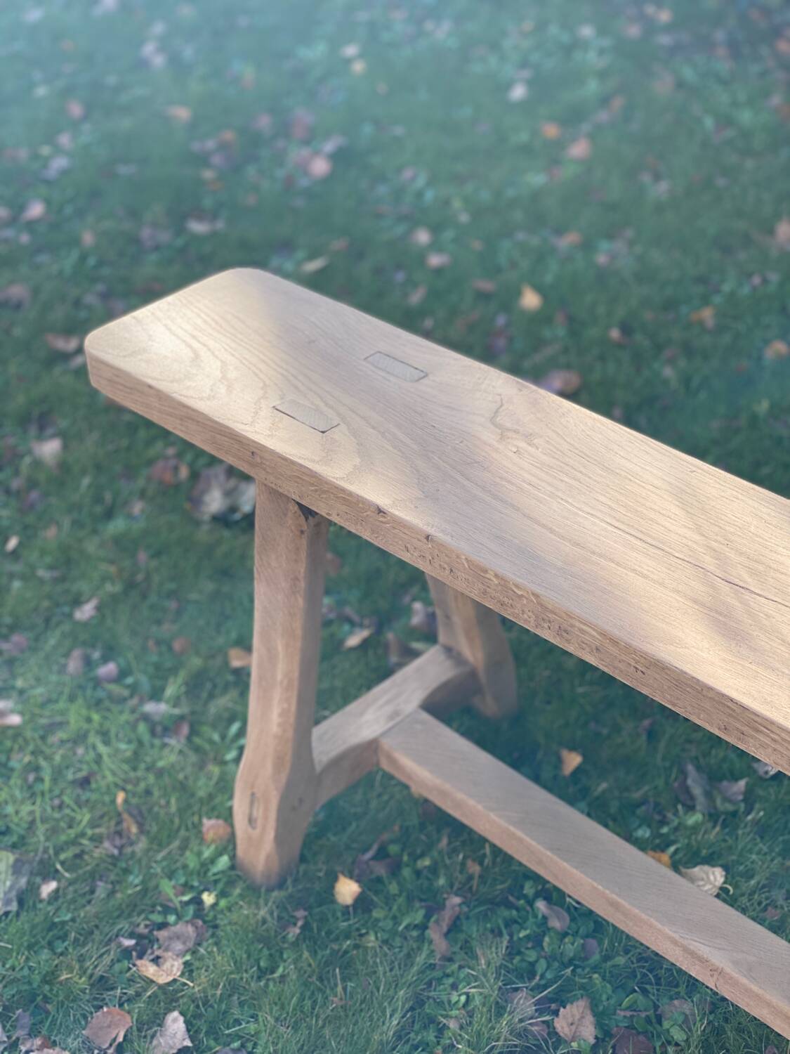 Solid oak farmhouse bench